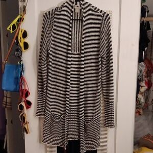 Black & White Stripes Cardigan Duster